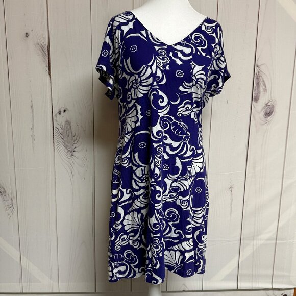Lilly Pulitzer Daniella Dress Blue Tide Pools M Pima Cotton EUC - Picture 1 of 11